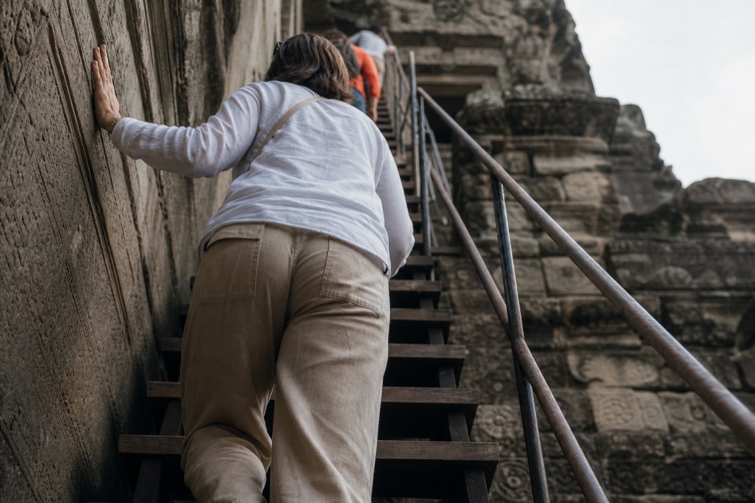 The steep stairs of Angkor Wat's central sanctuary