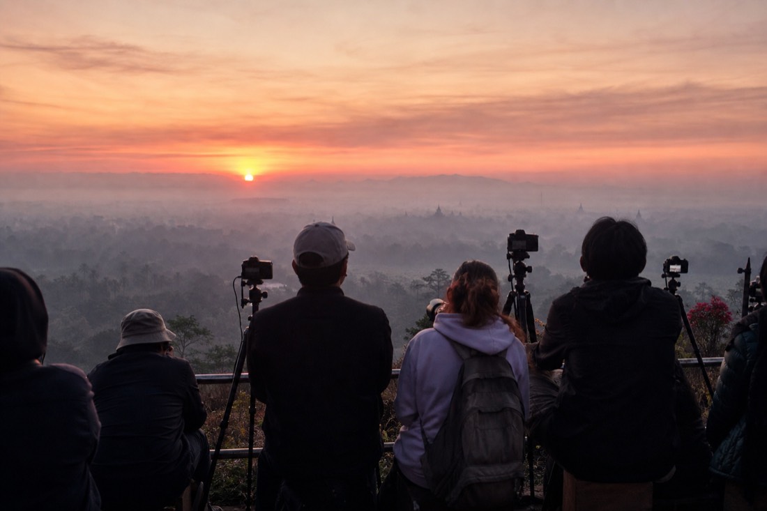 Photographers waiting for sunrise on the Punthuk Setumbu viewing platform